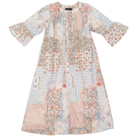 Patchwork Flutter Sleeve Shell Button Robe (Toddler, Little Kid & Big Kid)