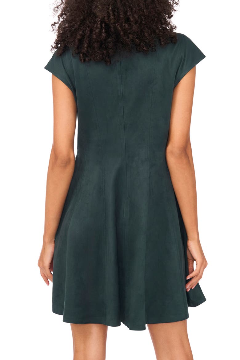 Princess Seam Faux Suede Minidress, Alternate, color, FOREST NIGHT