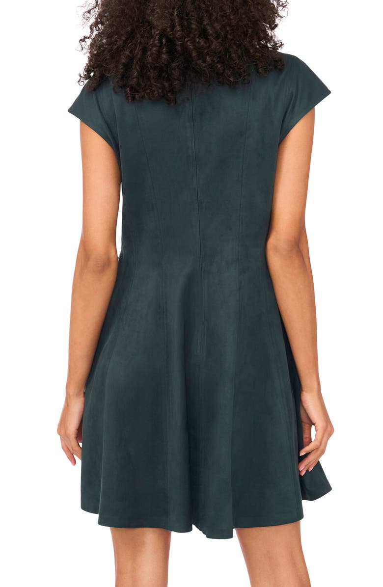 Vince Camuto Princess Seam Faux Suede Minidress, Alternate, color, Forest Night