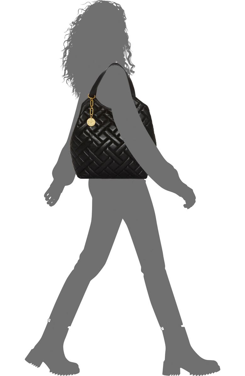 Vince Camuto Kisho Quilted Leather Shoulder Bag, Alternate, color, Black