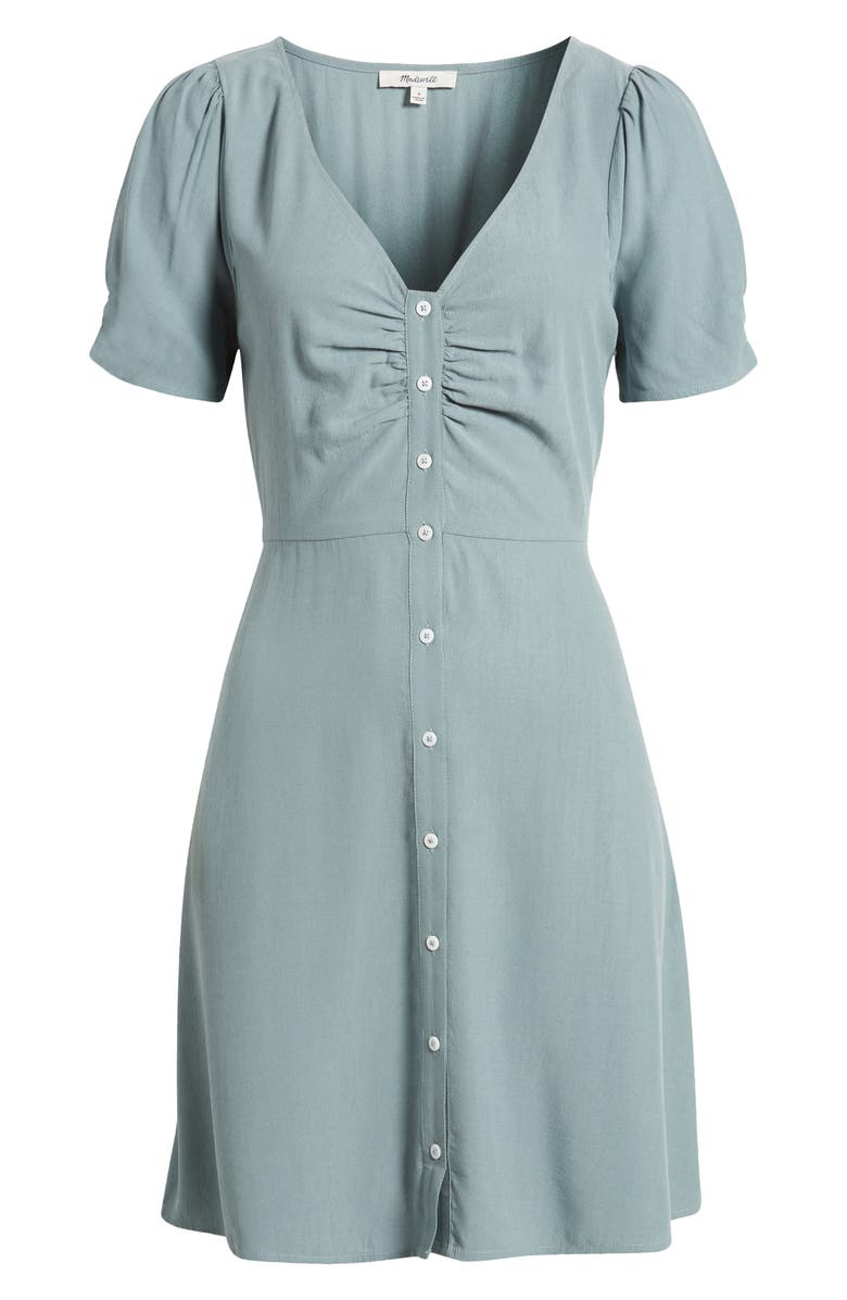 Madewell V-Neck Button-Front Minidress, Alternate, color, Faded River