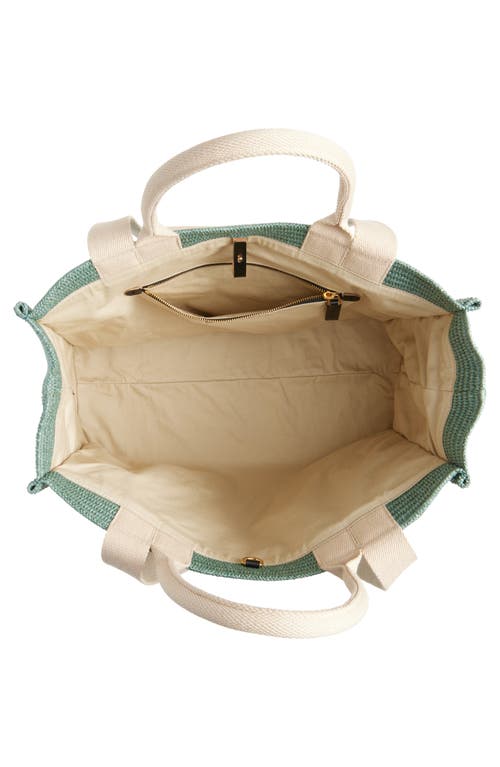 Marni Woven Logo Embroidered Small Tote Bag In Sea/green