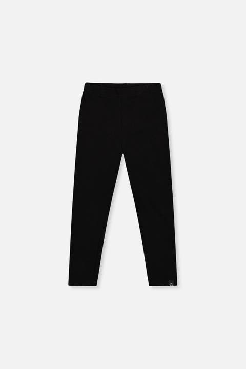 Ribbed Elastic Waist Logo Leggings