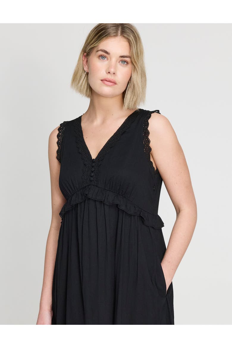 Myriam Sleeveless Cotton Midi Dress, Alternate, color, Black
