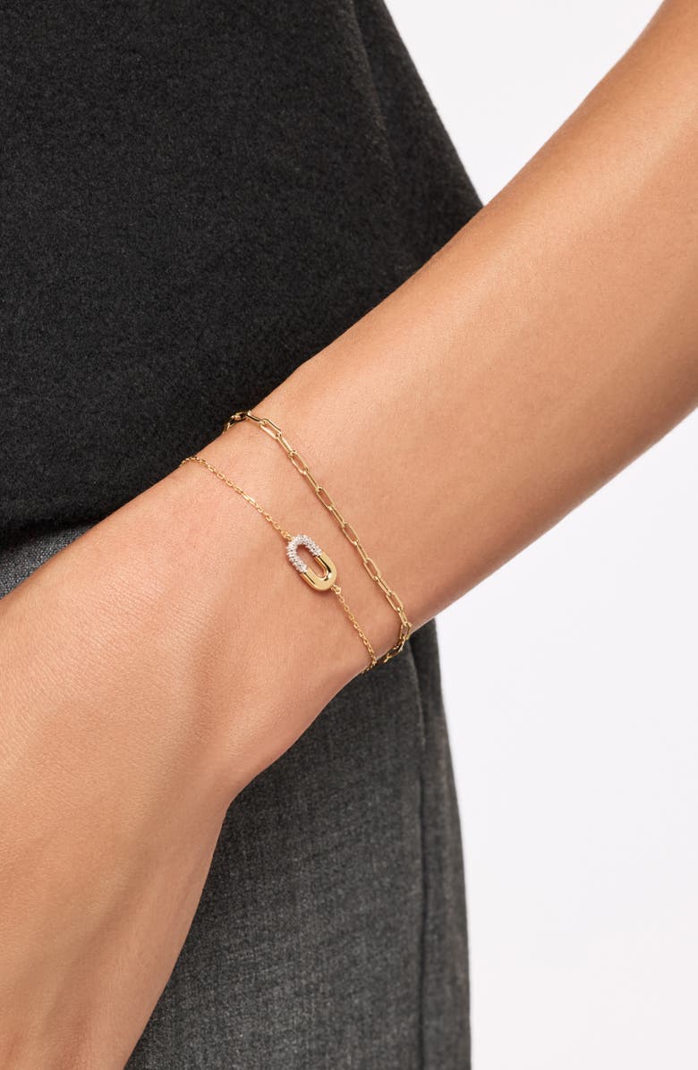 Ana Luisa Blake Two Tone Pavé U-Link Charm Bracelet, Alternate, color, Gold / Silver / Clear
