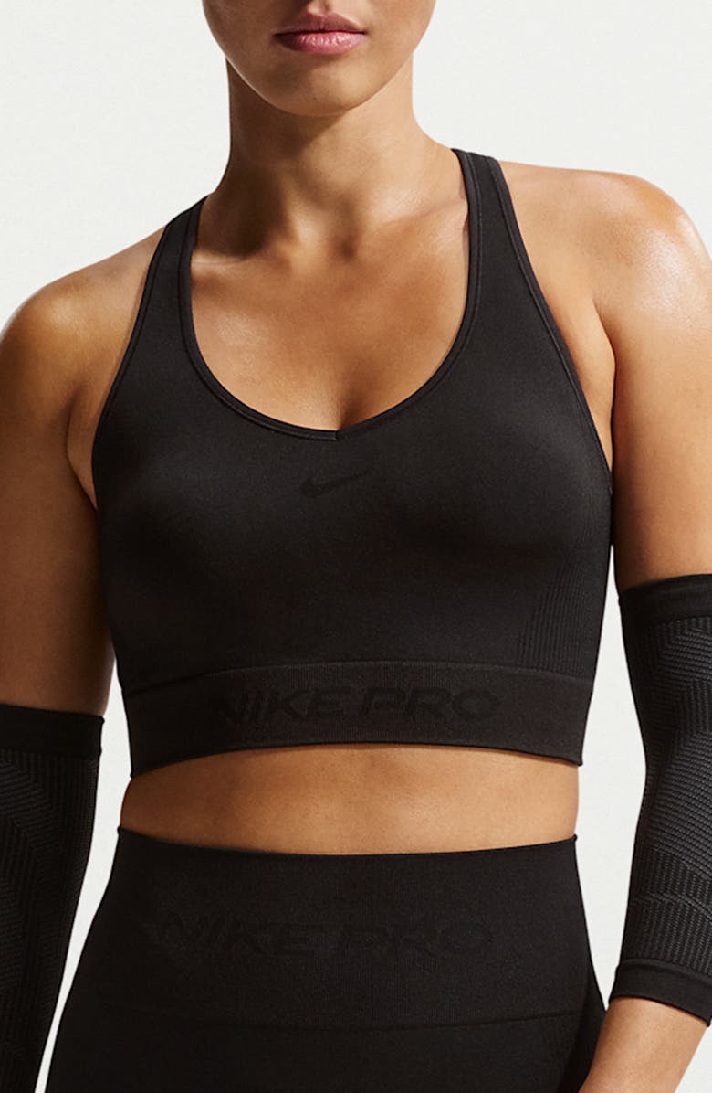 Nike Pro Seamless Dri-FIT Bra, Main, color, Black