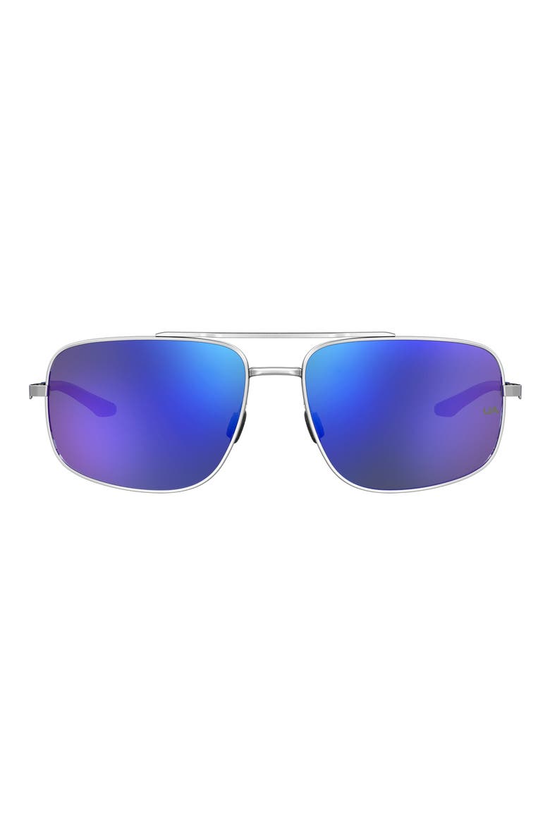 59mm Polarized Mirrored Aviator Sunglasses, Main, color, PALLADIUM