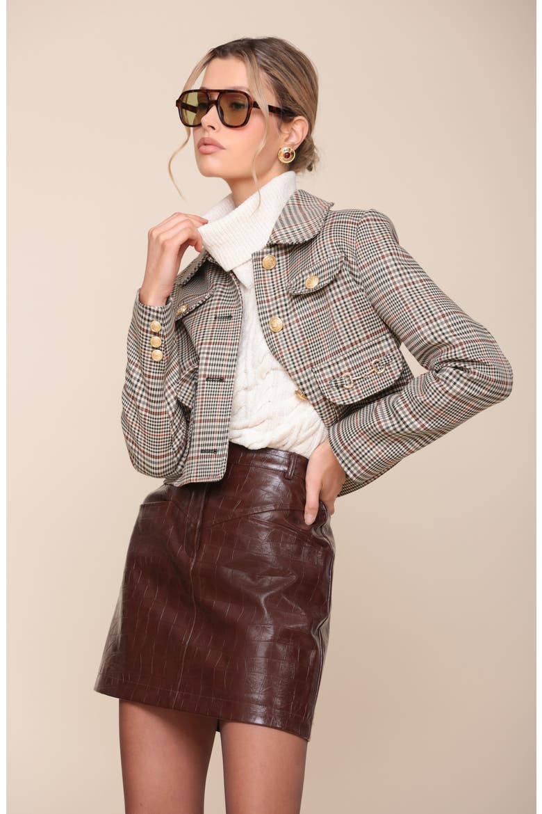 Check Plaid Crop Jacket, Alternate, color, ENGLISH TARTAN