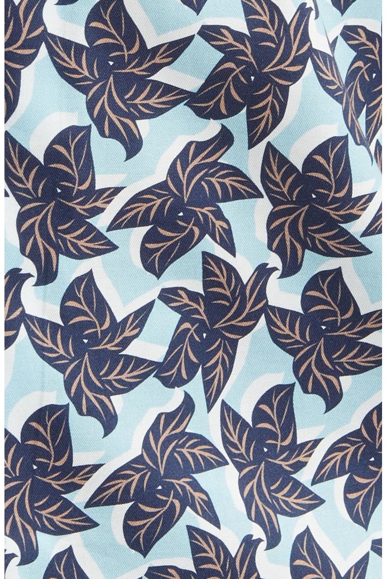 Leaf Print Cotton and Modal Camp Shirt, Alternate, color, BLUE