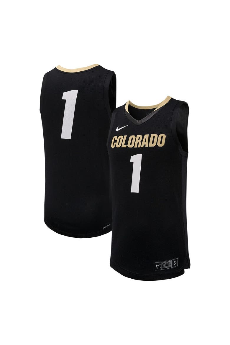Men's Nike #1 Black Colorado Buffaloes Replica Basketball Jersey, Main, color, Black