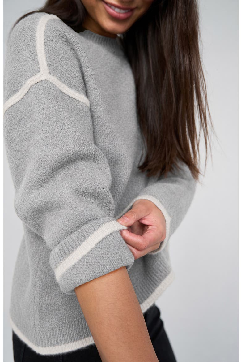 Tipped Tulip Hem Sweater, Alternate, color, LT HTR GRY W/ CRM