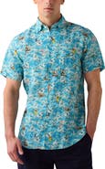 Robert Talbott Morgan Surf Printed Linen Short Sleeve Shirt