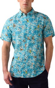 Robert Talbott Morgan Surf Printed Linen Short Sleeve Shirt