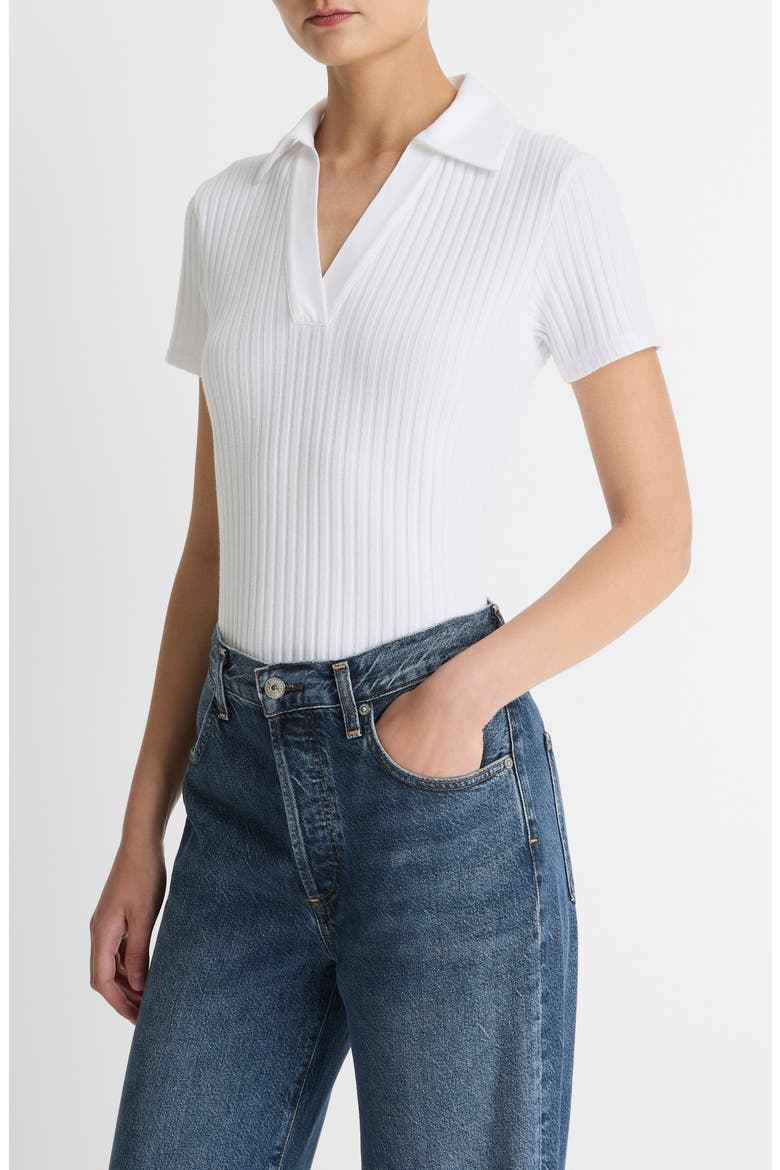 Johnny Collar Ribbed Top, Alternate, color, OPTIC WHITE