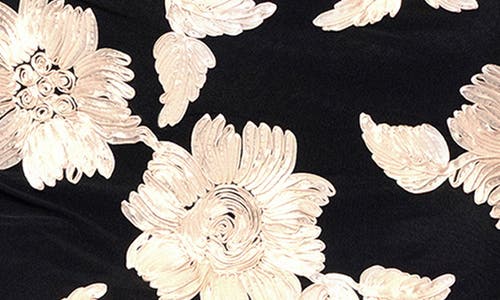 Betsy & Adam Floral Soutache Sheath Gown In Brown