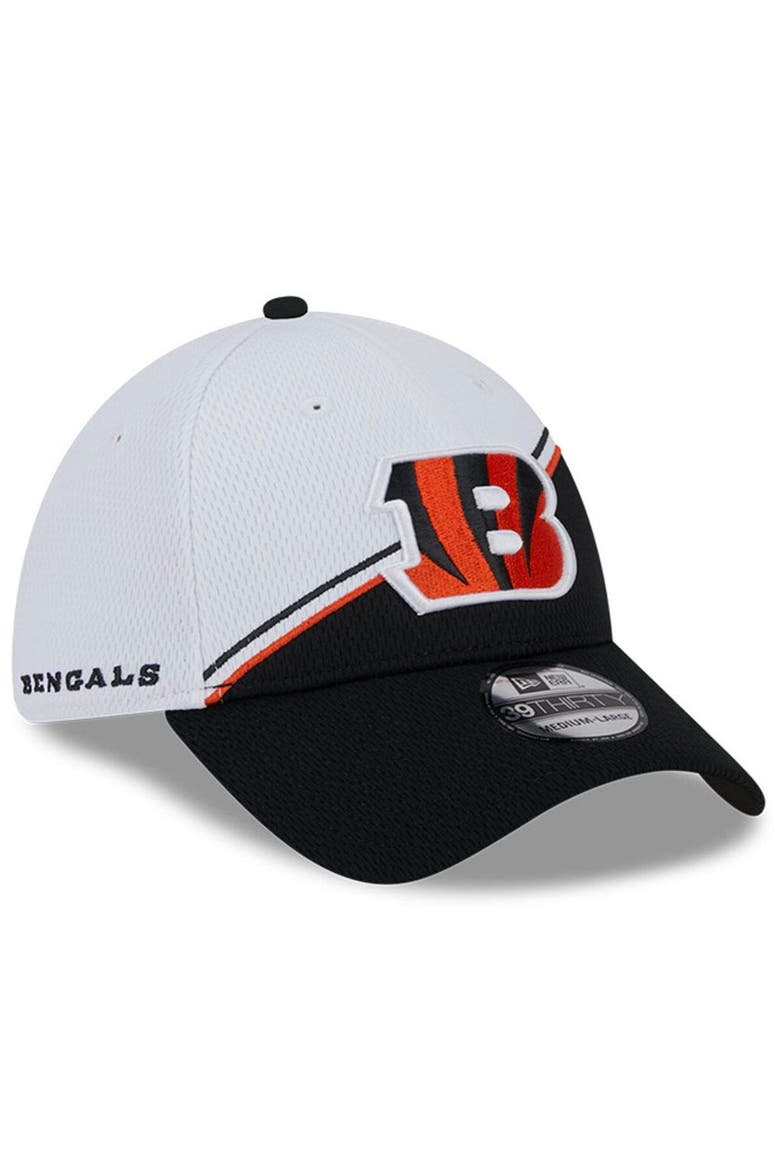 Men's New Era  White/Black Cincinnati Bengals 2023 Sideline 39THIRTY Flex Hat, Main, color, White