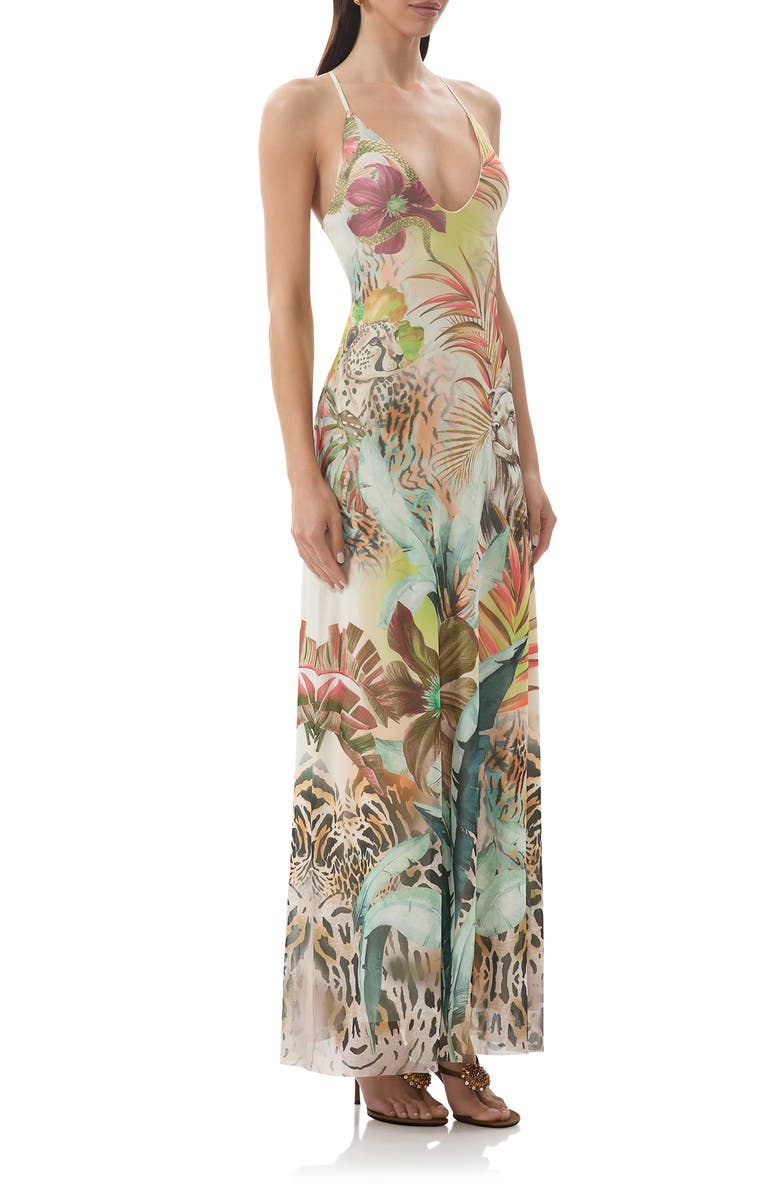 AFRM Romy Printed Mesh Maxi Slipdress, Alternate, color, Placed Desert Tropic