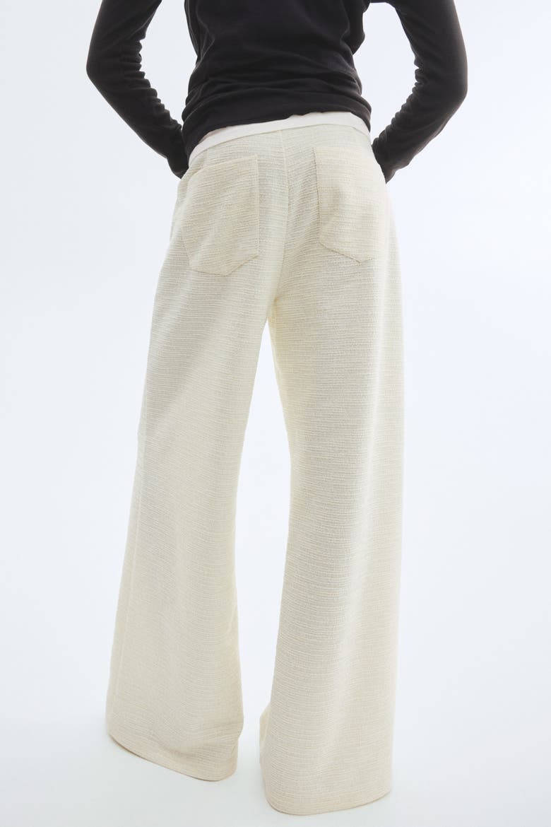Wide Bouclé Trousers, Alternate, color, Cream