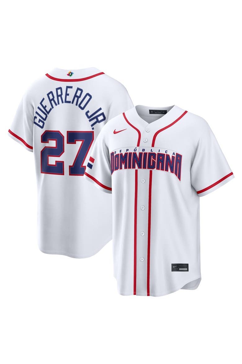 Men's Nike Vladimir Guerrero Jr. White Dominican Republic Baseball 2026 World Baseball Classic Home Stadium Jersey, Main, color, White