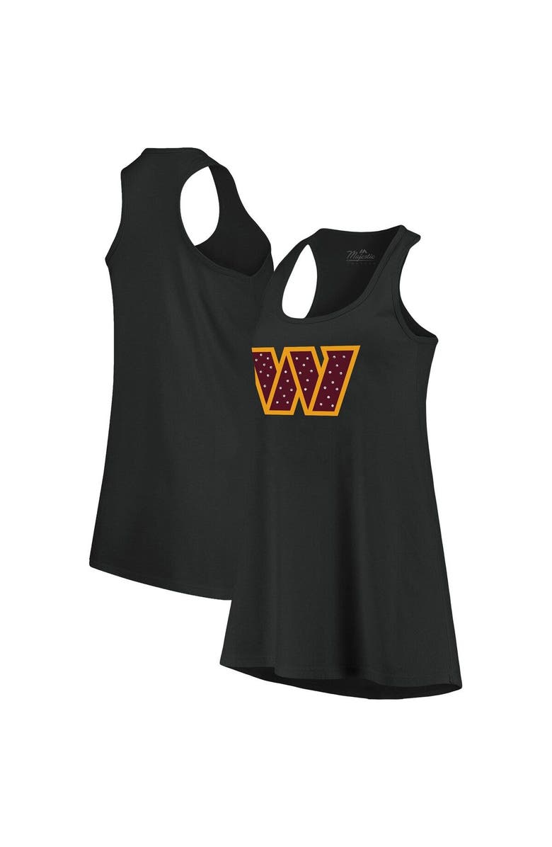 Majestic Threads Women's Majestic Threads Black Washington Commanders Bling Scoop Neck Racerback Tank Top, Main, color, Black