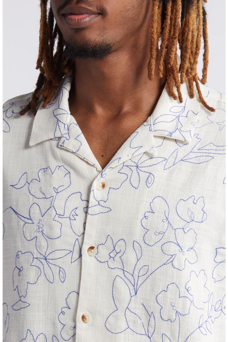 Floral Stitch Camp Shirt, Alternate, color, EGRET