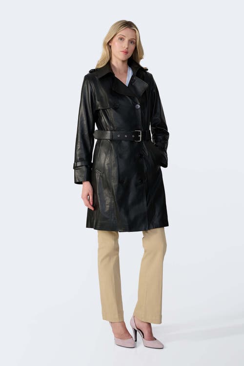 Furniq Uk Soho Leather Trench Coat In Black