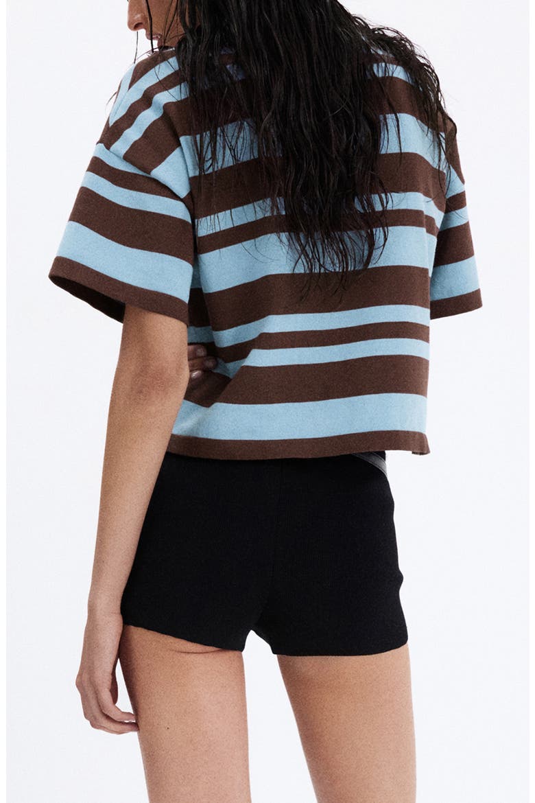 Striped Cotton Blend Polo, Alternate, color, SKY BLUE
