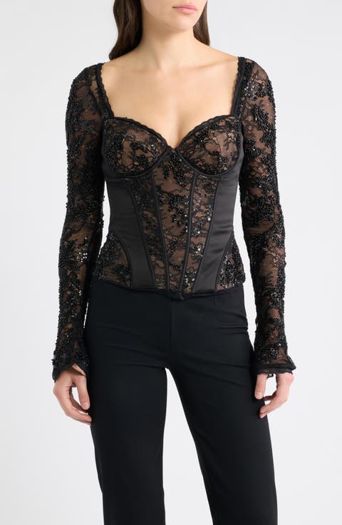 Charelle Embellished Lace Corset Top