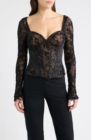 HOUSE OF CB Charelle Embellished Lace Corset Top