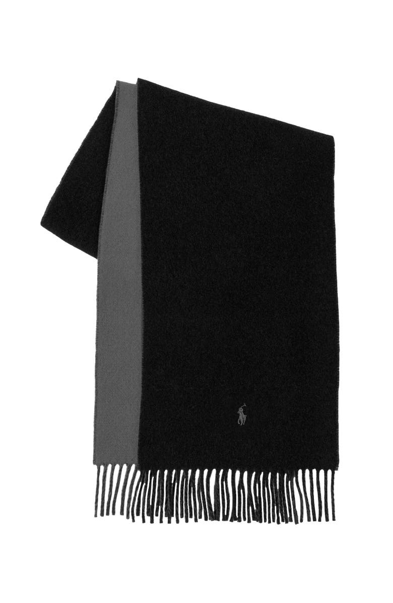 Polo Ralph Lauren Double Faced Wool Scarf, Main, color, Polo Black/Grey