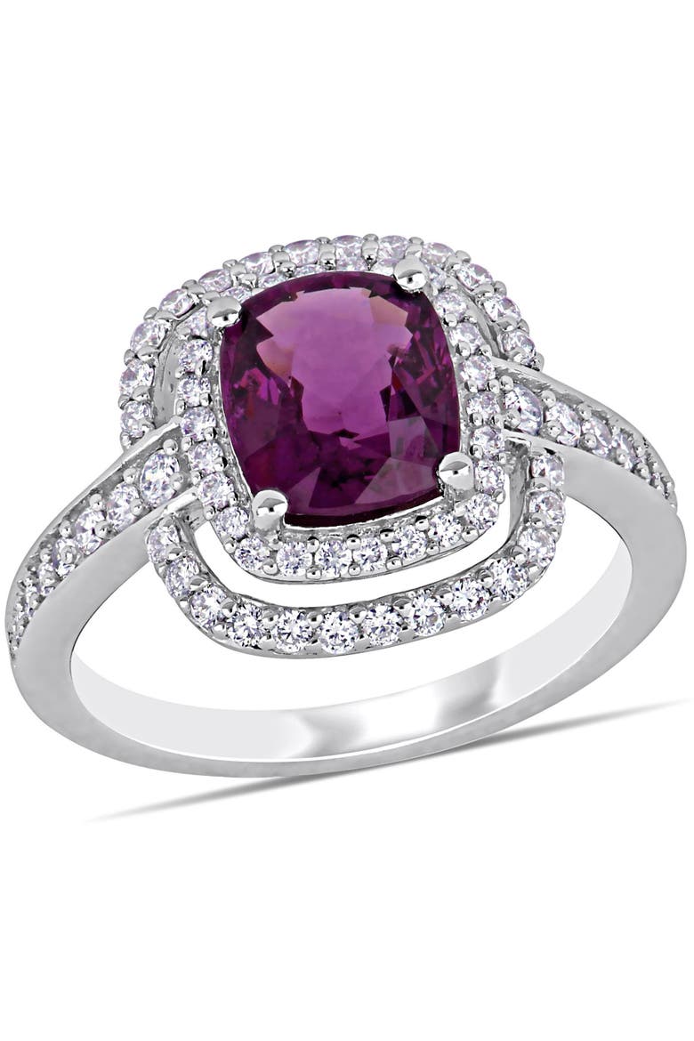 Rhodolite & Diamond Halo Cocktail Ring 14k, Main, color, Rhodolite