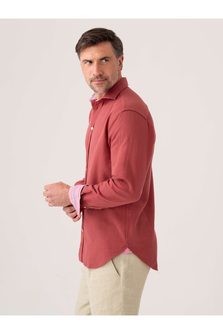 Brushed Cotton Long Sleeve Shirt, Alternate, color, Coral