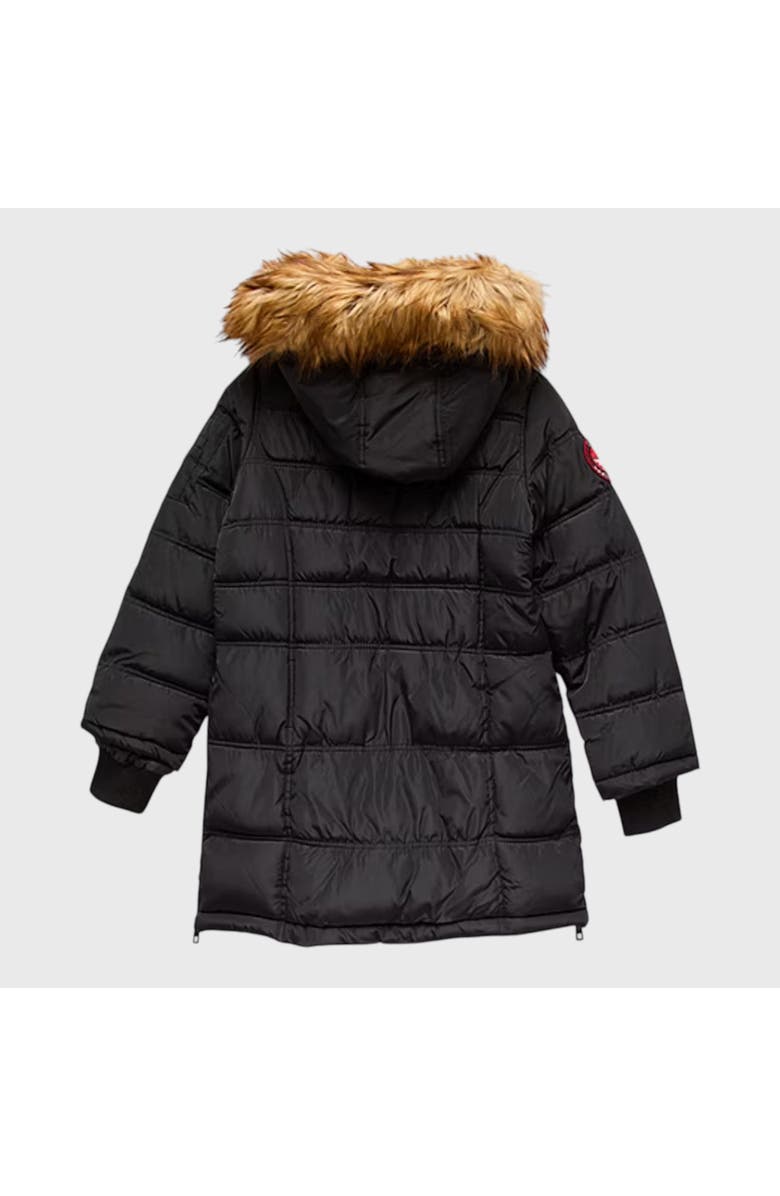 CANADA WEATHER GEAR Girls' Long Faux Fur Parka, Alternate, color, Black