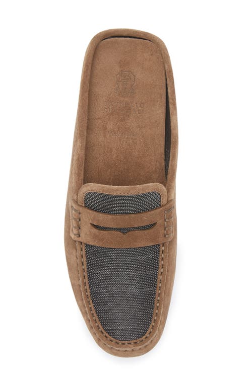 Brunello Cucinelli Monili Penny Loafer Mule In C7495 Brown