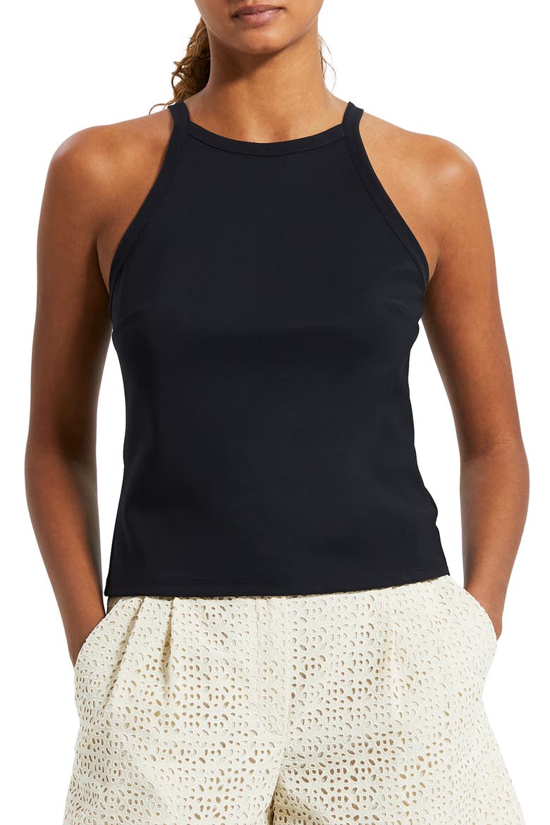 High Neck Crop Camisole, Main, color, BLACK