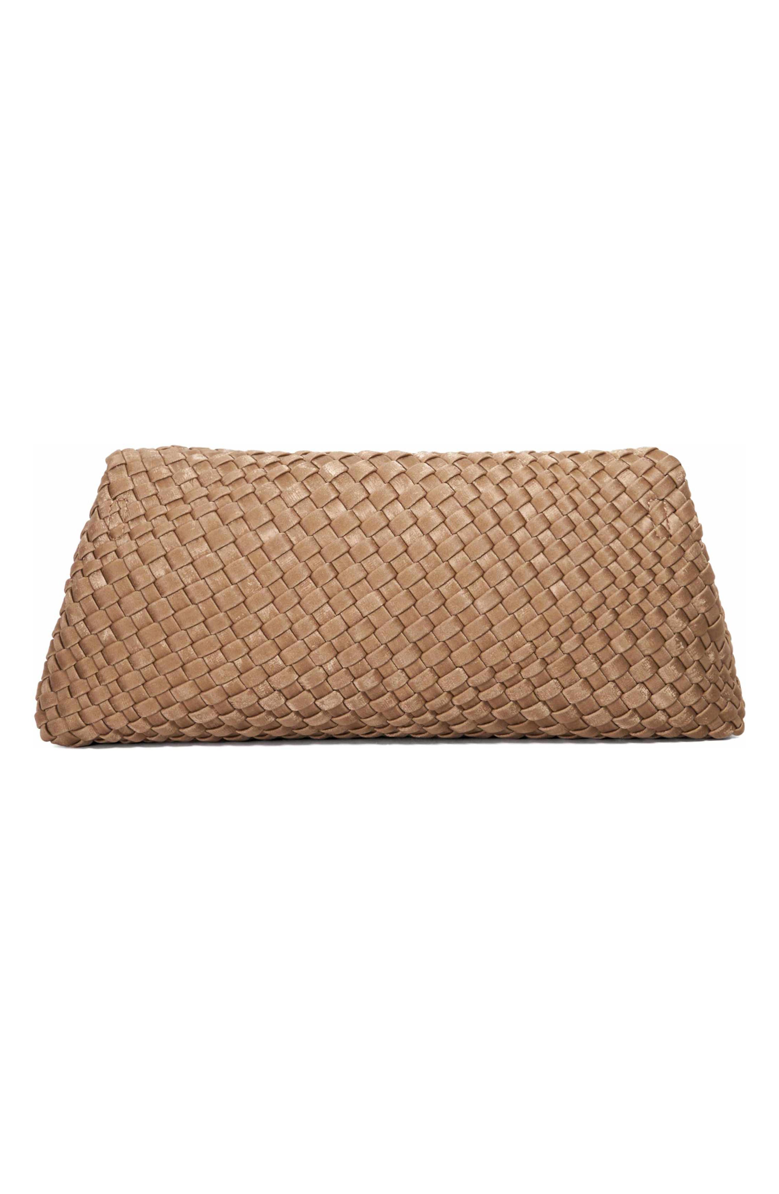 Encourage Us Woven Faux Leather Clutch, Alternate, color, BRONZE