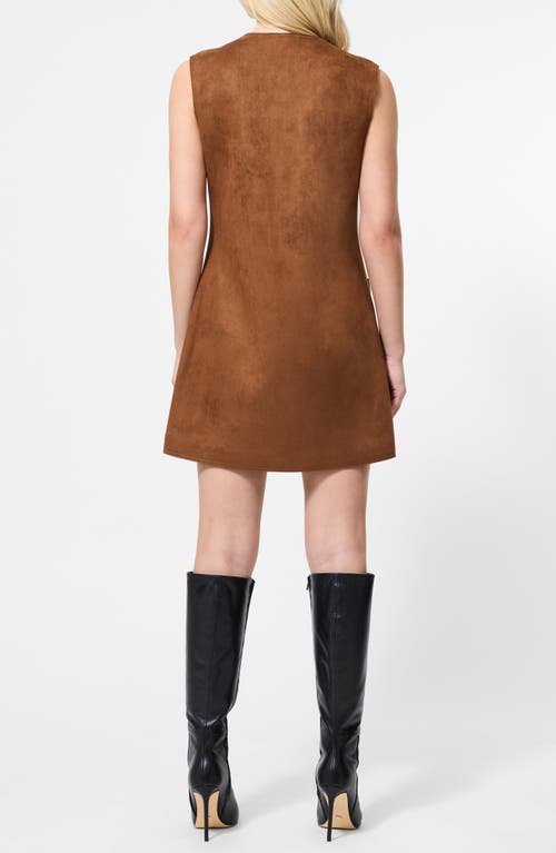 French Connection Lany Sleeveless Faux Suede Minidress In Brown