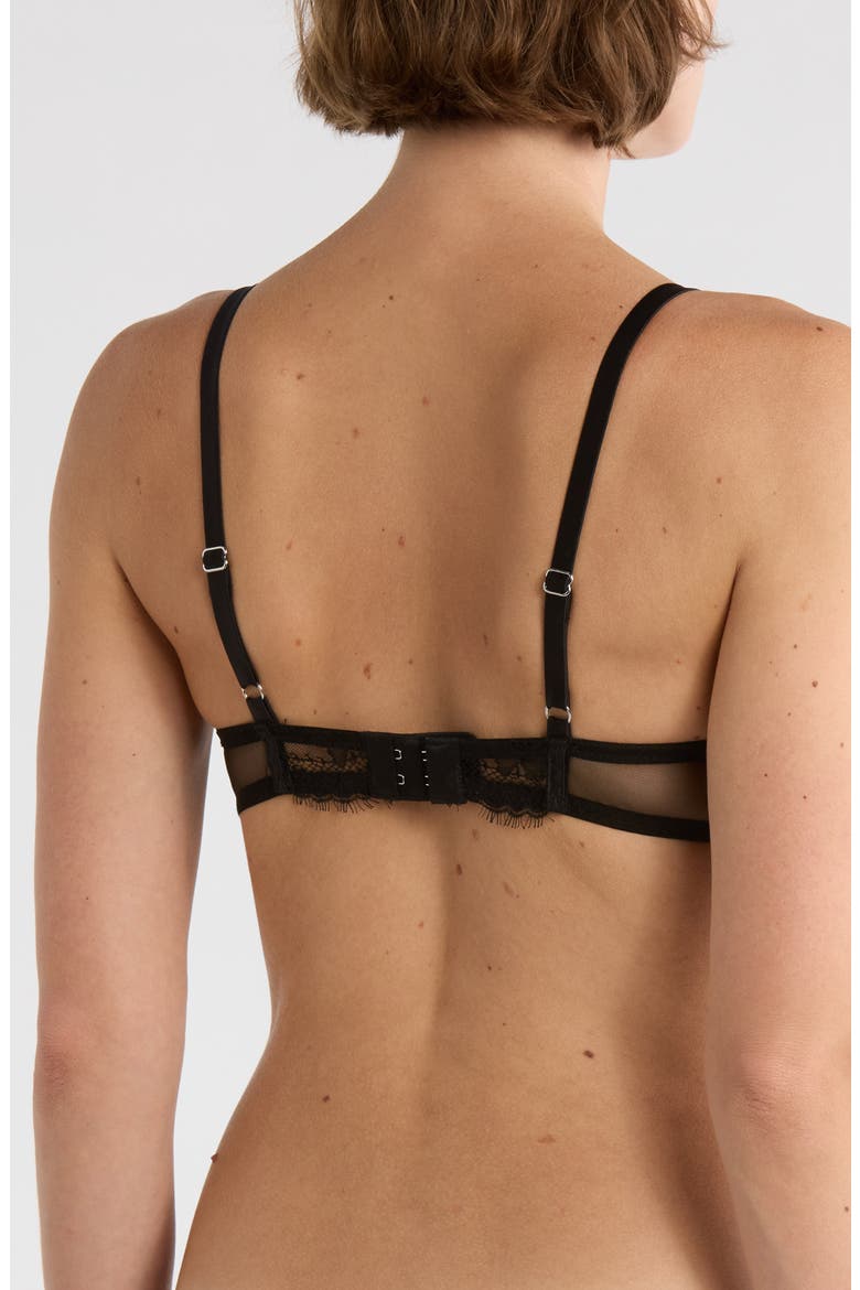 Frankie Underwire Lace Plunge Demi Bra, Alternate, color, BLACK