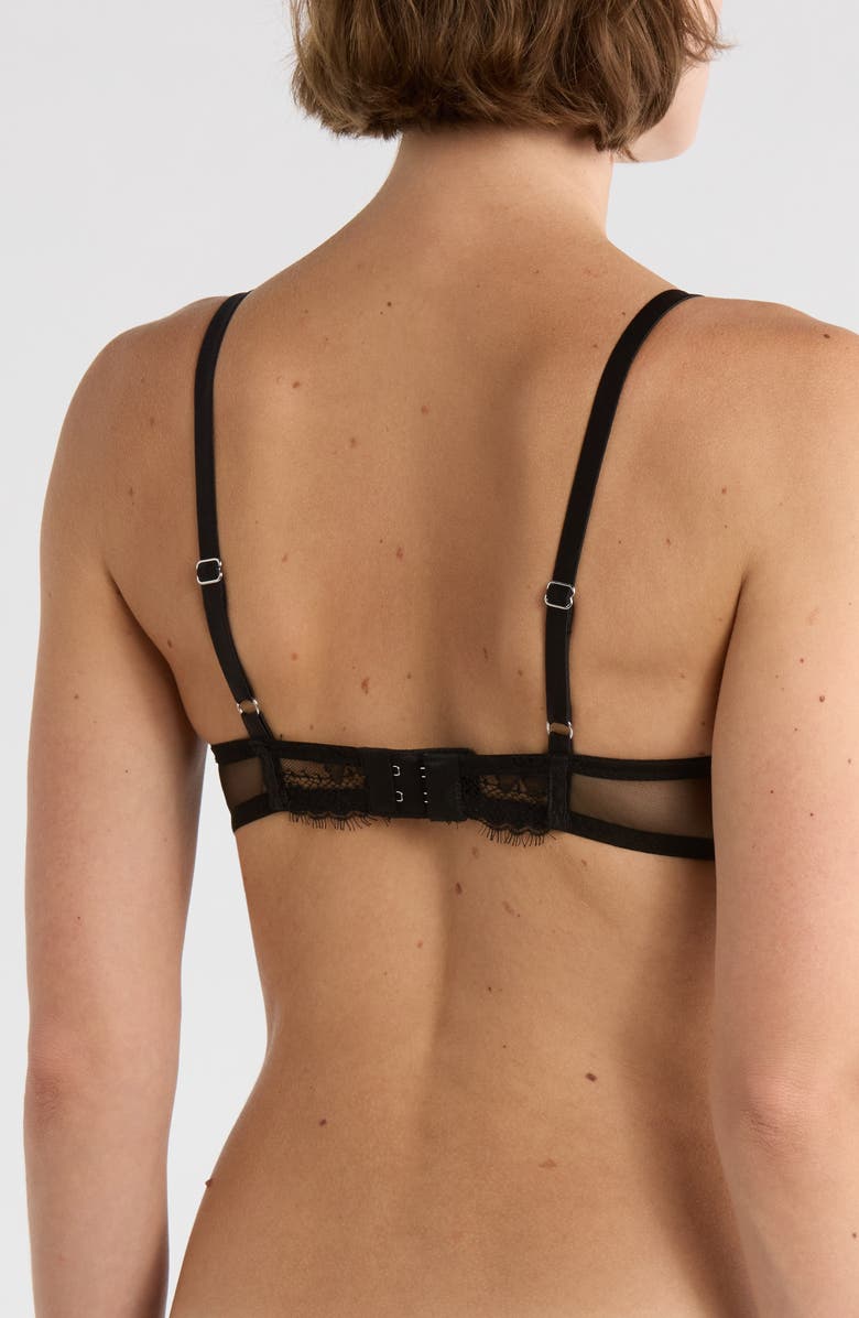 Fleur Du Mal Frankie Underwire Lace Plunge Demi Bra, Alternate, color, Black