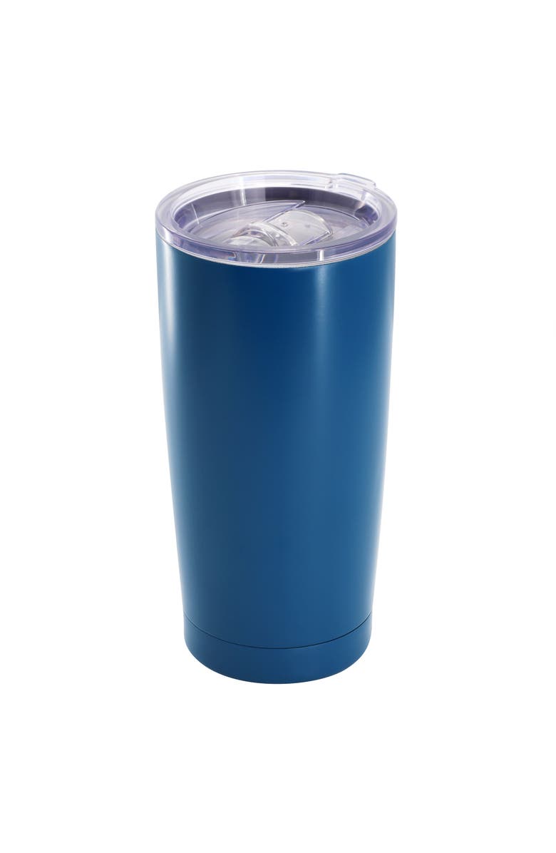 Gibson Home Marina 4 Piece 18 Ounce Double Wall Stainless Steel Thermal Tumbler with Acrylic Lid, Alternate, color, Blue