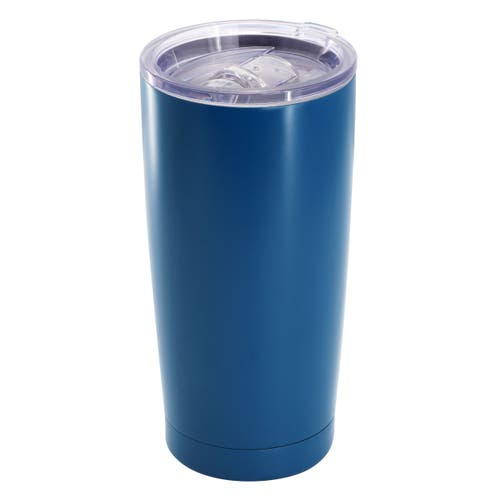Gibson Home Marina 4 Piece 18 Ounce Double Wall Stainless Steel Thermal Tumbler With Acrylic Lid In Blue