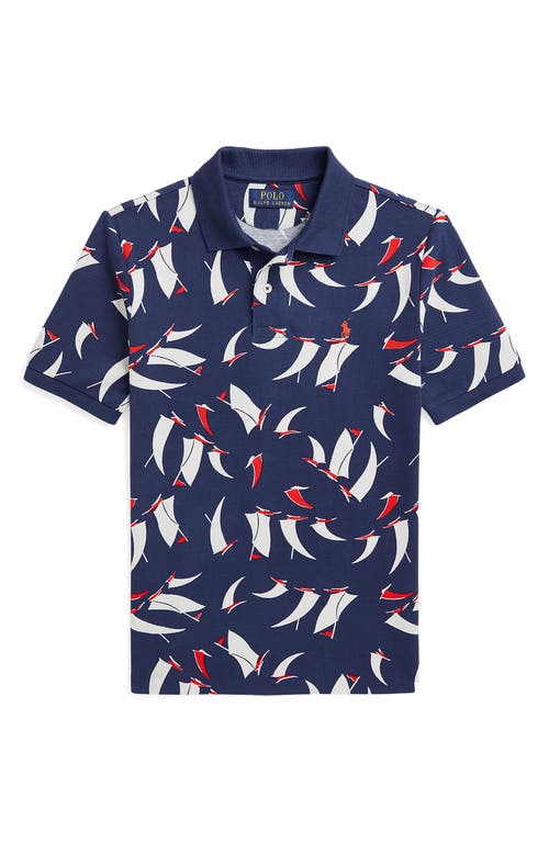 Polo Ralph Lauren Big Boys Sailboat-print Polo Shirt In Blue