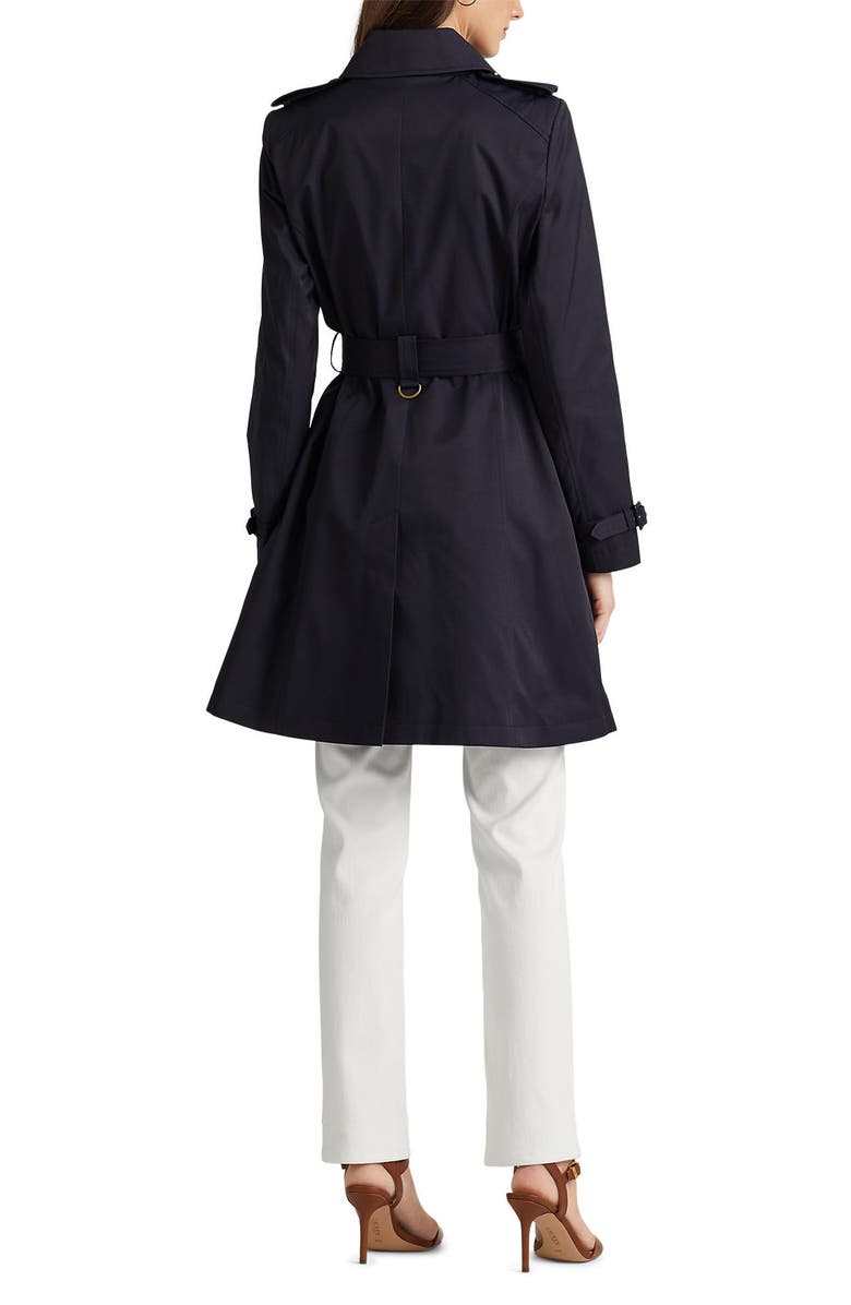Lauren Ralph Lauren Double Breasted Water Repellent Cotton Blend Trench Coat, Alternate, color, Dk Navy