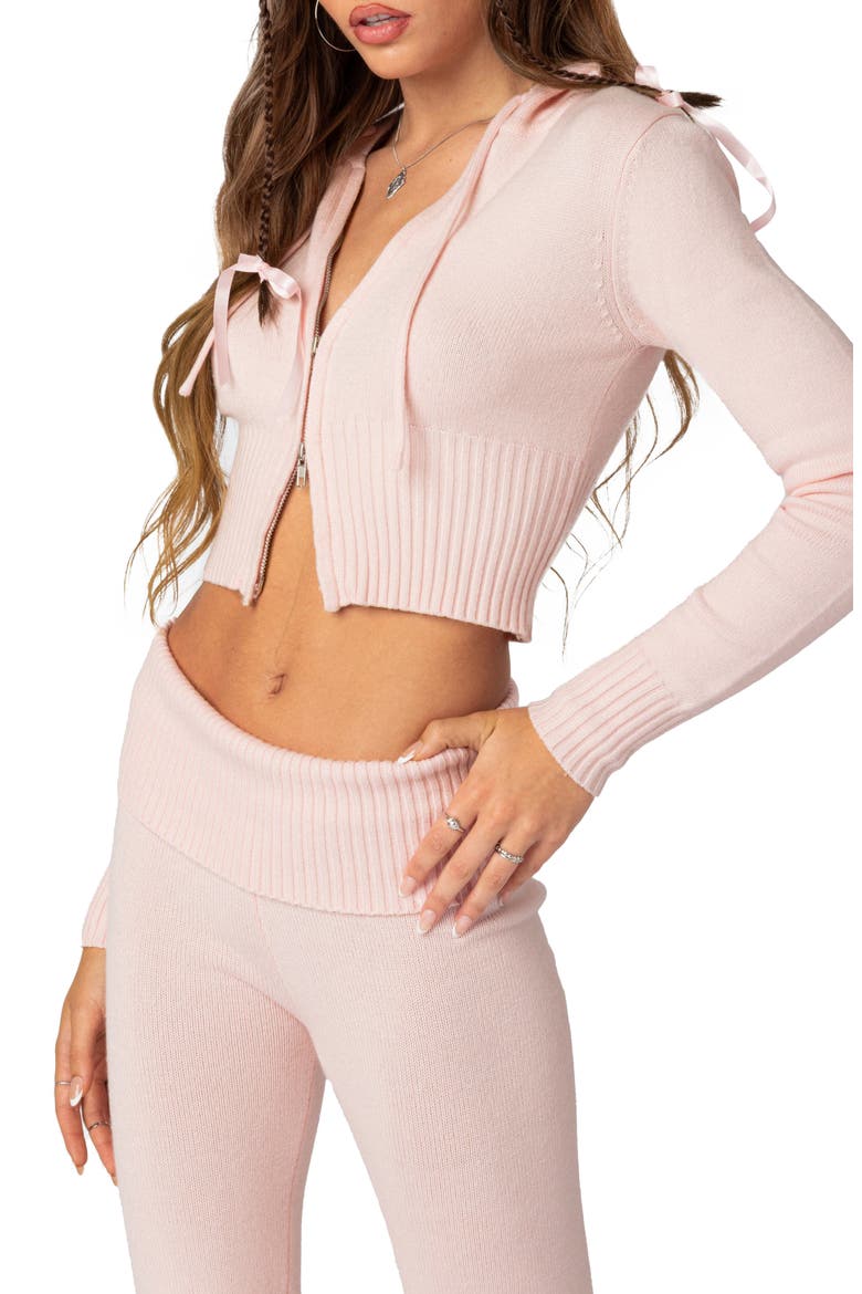 Desiree Hooded Crop Cardigan, Alternate, color, LIGHT-PINK