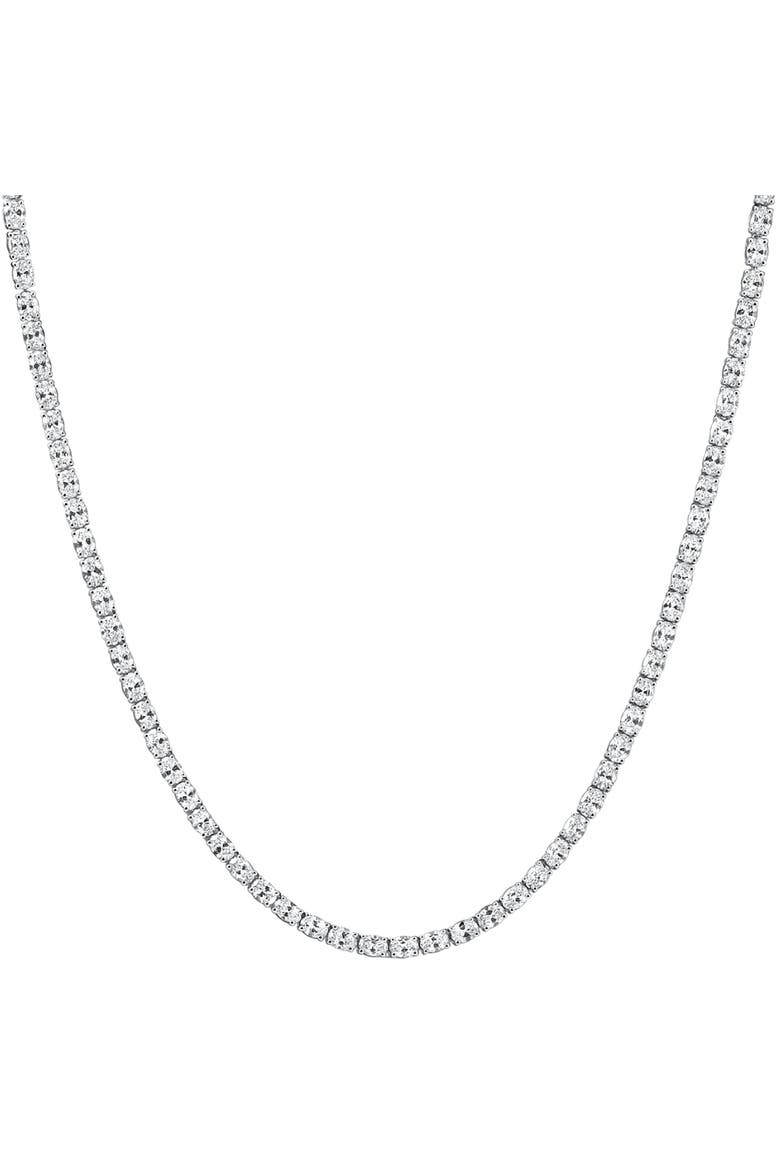 19Ct Oval Diamond Tennis Necklace 14k Gold Lab Grown, Alternate, color, 14k White Gold