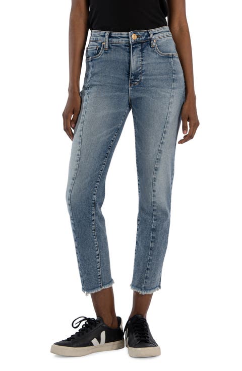 Rachael Fab Ab Frayed High Waist Crop Jeans (Heavenly)