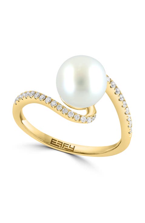 14K Yellow Gold Pearl Glow Solitaire Ring