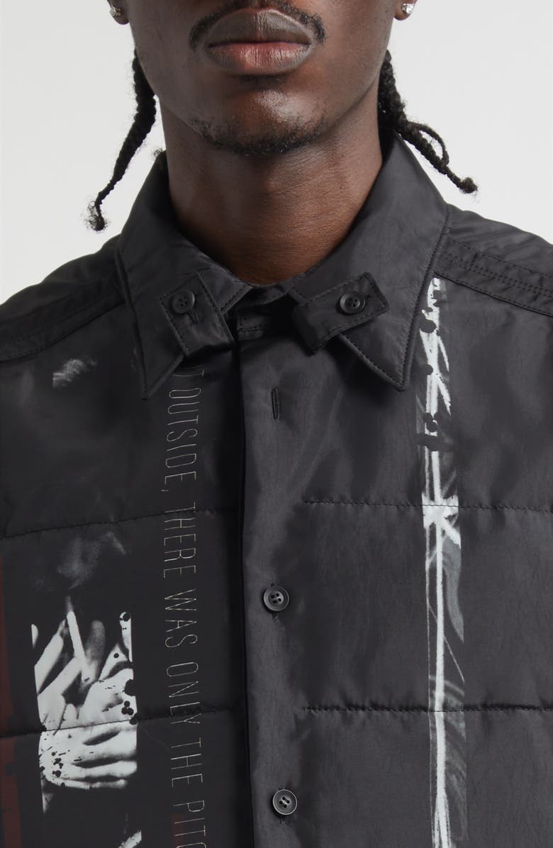 Yohji Yamamoto Tobacco Print Double Layer Padded Jacket, Alternate, color, Black