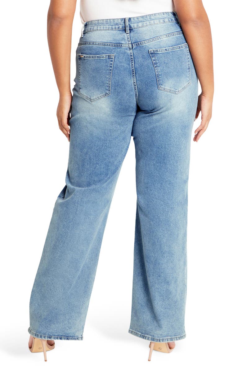 City Chic Harley Fit Fletcher Wide Leg Jeans, Alternate, color, Light Denim