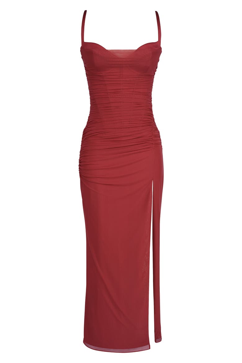 Lini Sleeveless Mesh Gown, Alternate, color, RED